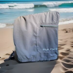 Huk Performance Fishing Shorts Vented Adj Waist Embroidered Logo Gray Mens XXL